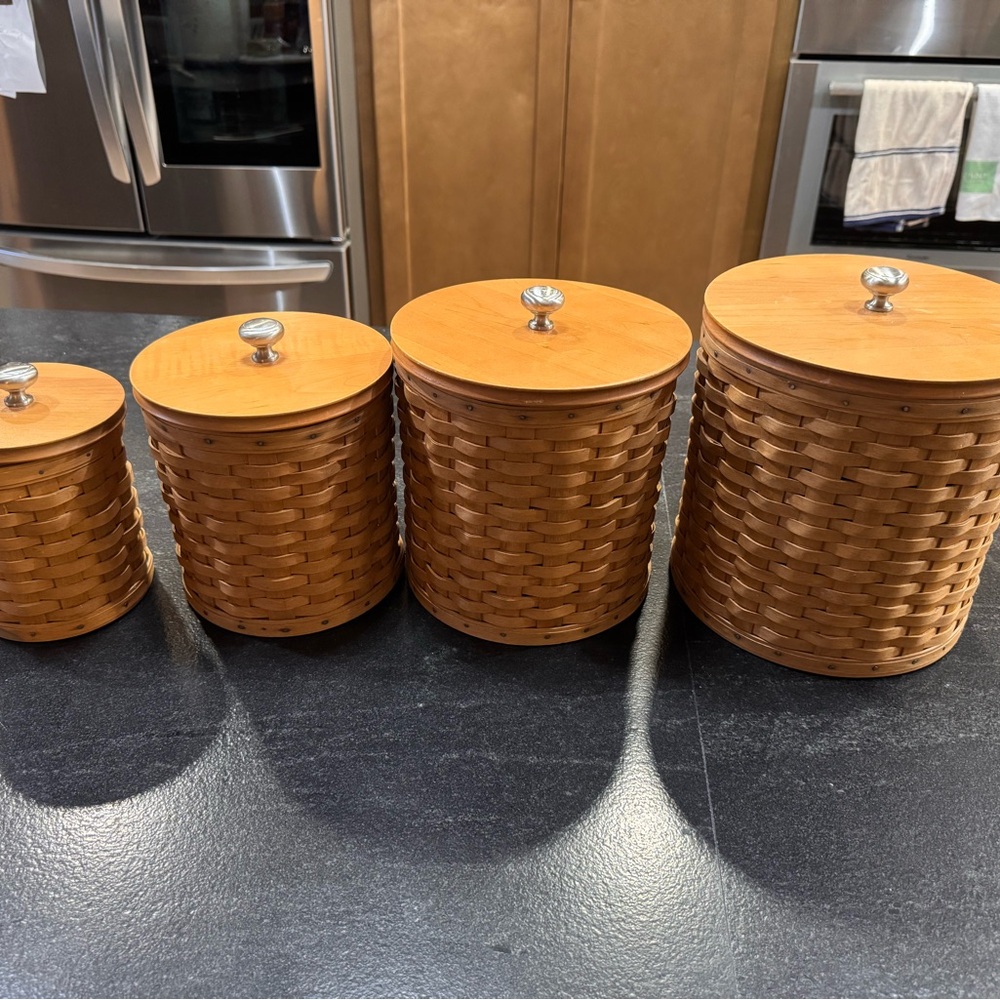 Longaberger Brown Woven Canister Set